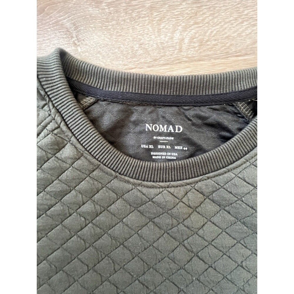 Nomad Men’s Quilted Crew Neck Sweater Olive Green New With Tags Size XLARGE